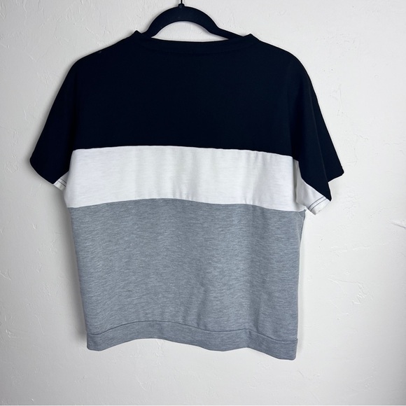 Sweatshirt sport top short sleeve crewneck black white grey large - Picture 5 of 6